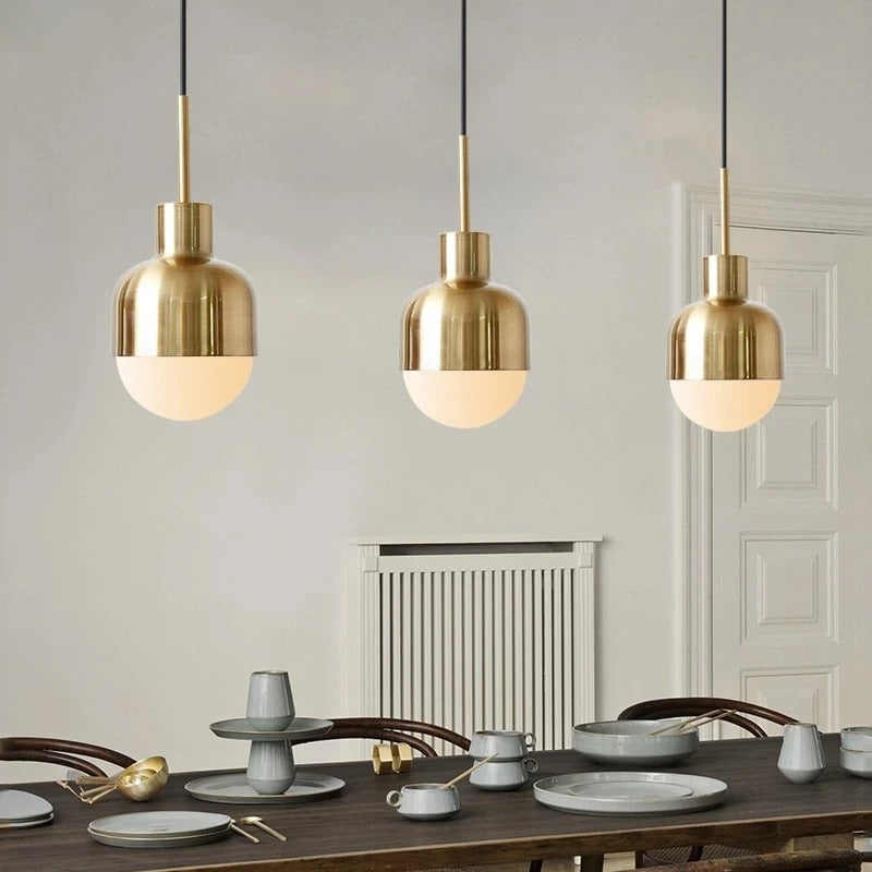 Scandinavian Modern Acorn Pendant Lamp - Aroldo Handmade Glass Ceiling Light for Dining Room, Kitchen Island & Bedroom Decor