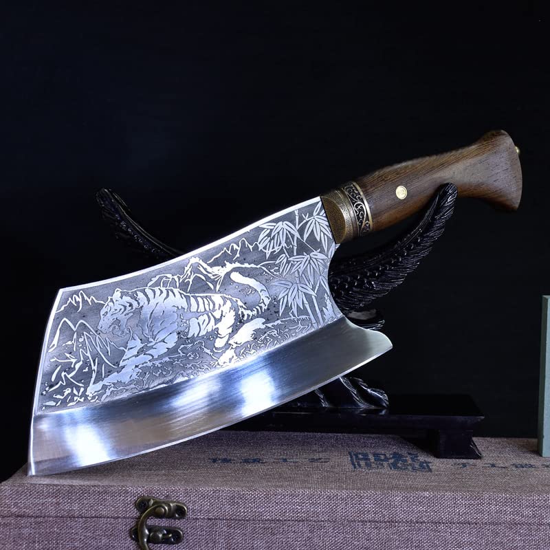 9 Inch Hand Forged Meat Cleaver - Sharp Professional Kitchen Knife with Wooden Handle | 5mm Thick Blade for Chopping, Slicing & Butchering | Perfect for Home Chefs & BBQ Enthusiasts