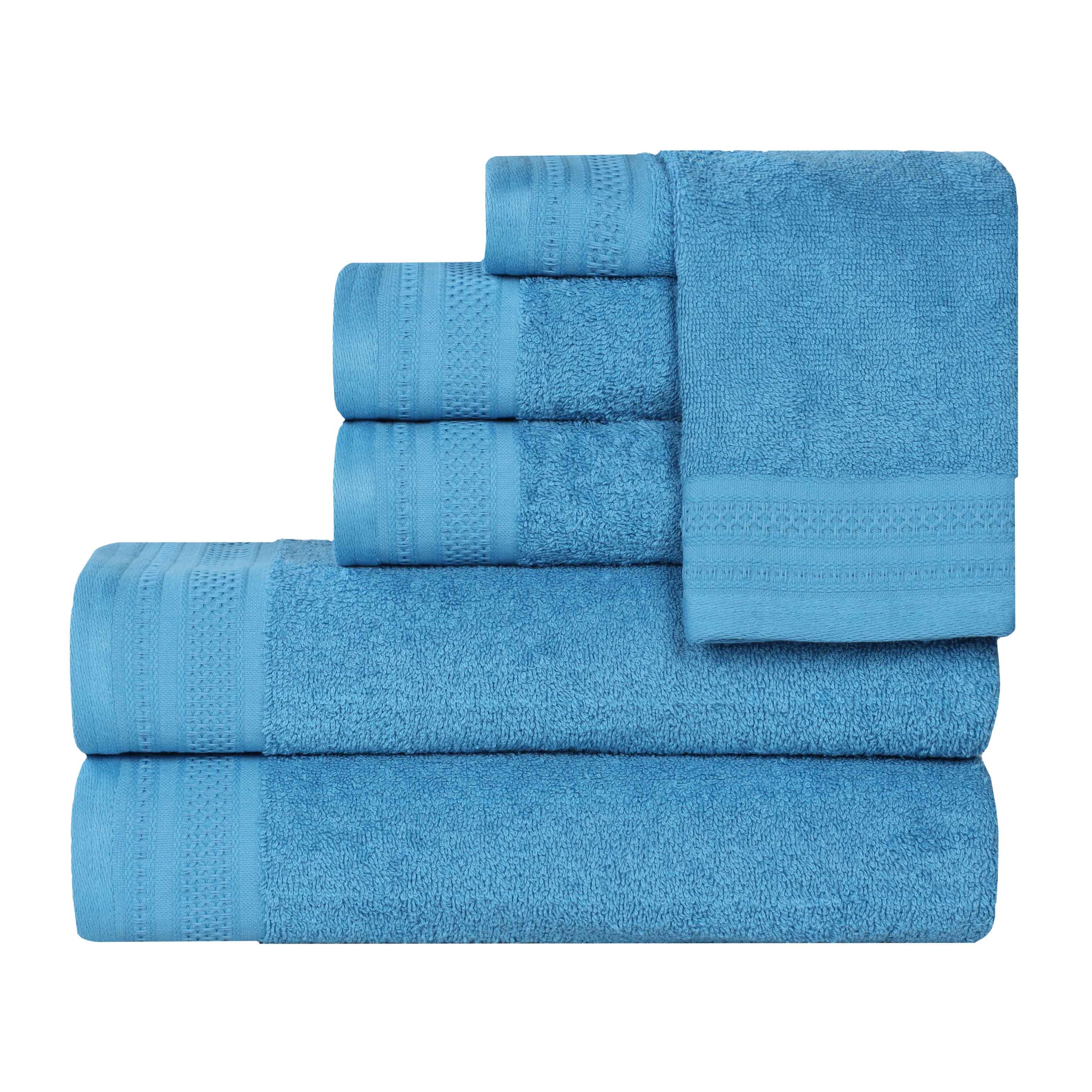 Premium Honeycomb Waffle Weave Cotton 6-Piece Bath Towel Set - Ultra Soft & Absorbent Luxury Towels for Spa, Bathroom & Guest Use