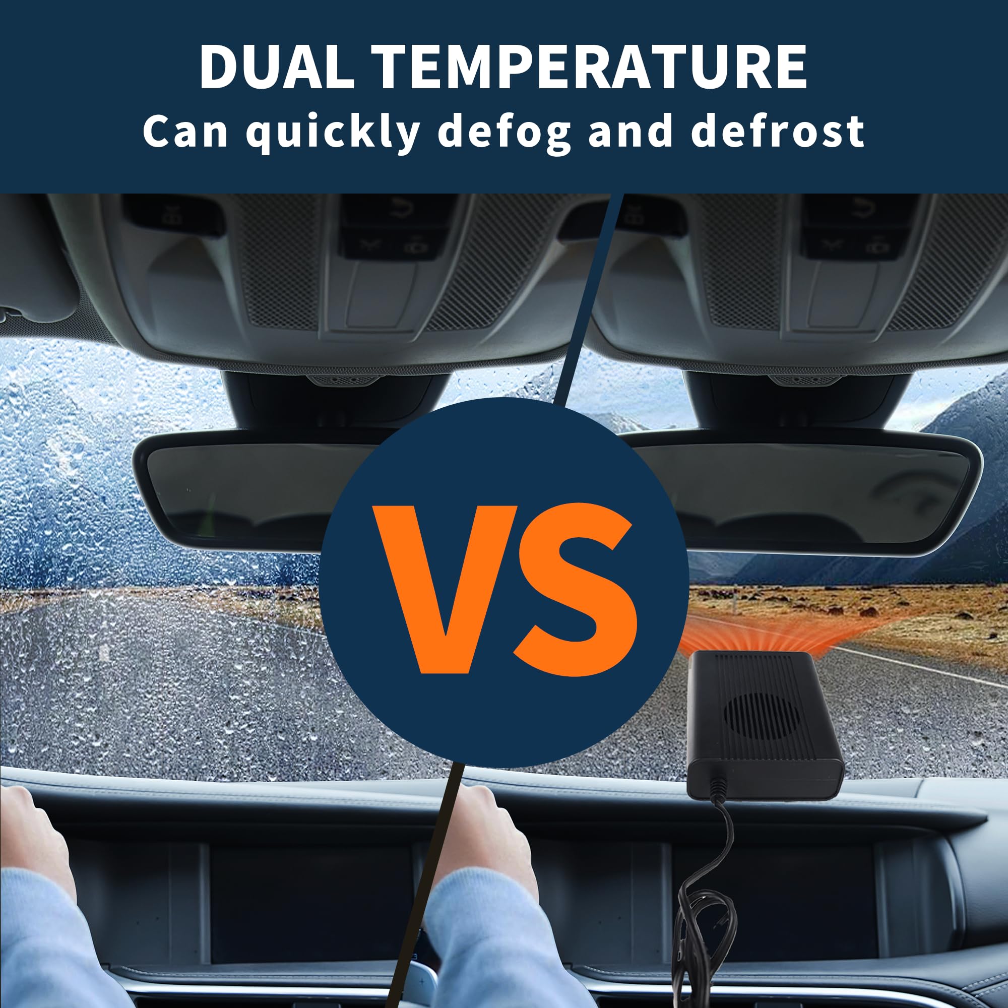 12V Portable Car Heater & Cooler - Fast Windshield Defrost Defogger for Vehicles, Dual Function Heating & Cooling, Plugs into Cigarette Lighter - Perfect for Winter Driving and Summer Road Trips