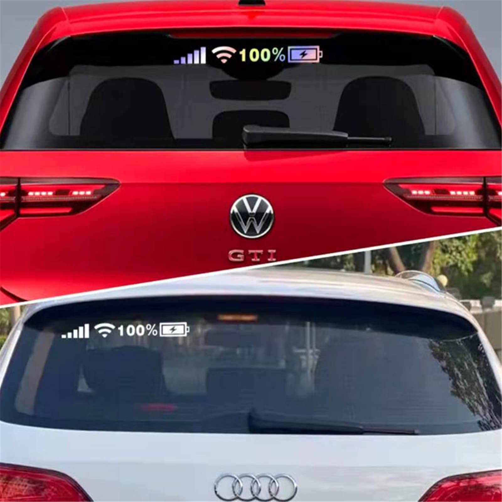 Funny Car Windshield Stickers & Decals - WiFi Signal, Power Symbol, Mobile Phone Logo Window Decals for Men & Women - Personalized White Car Accessories for Daily Commute & Road Trips