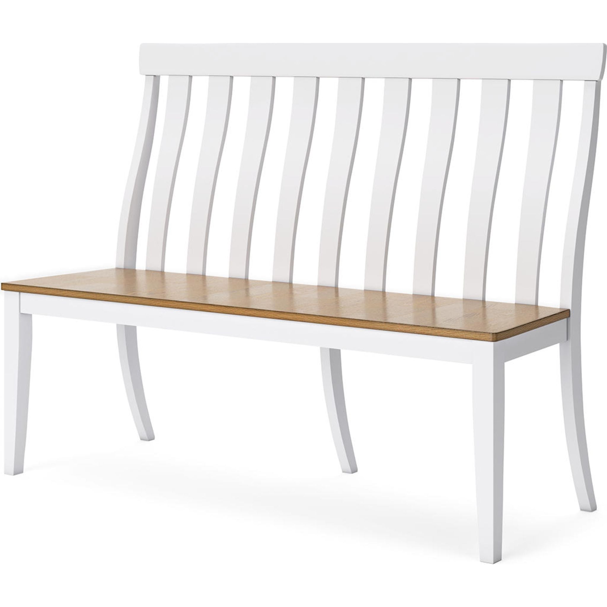 Ashbryn Dining Bench - White/Natural Wooden Kitchen Bench Seat with Backrest, Sturdy & Comfortable for Dining Room, Kitchen Island or Breakfast Nook (Model D844-08)