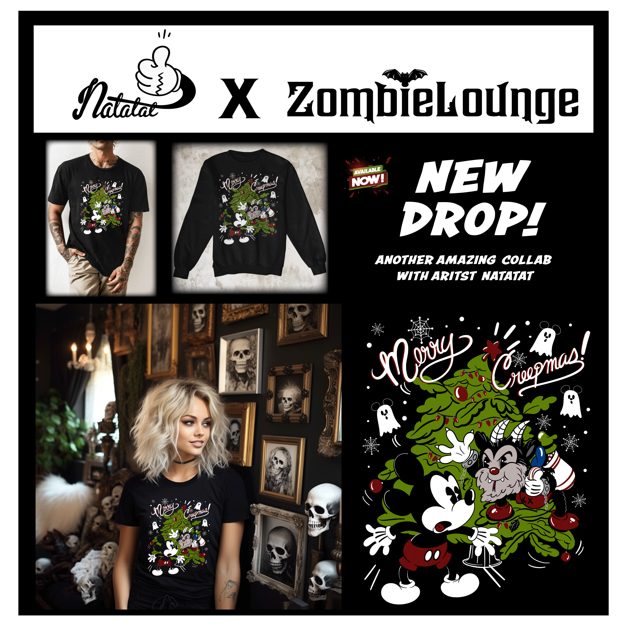 Krampus Creepmas T-Shirt & Sweatshirt - Funny Christmas Horror Holiday Apparel for Costume Parties & Ugly Sweater Contests