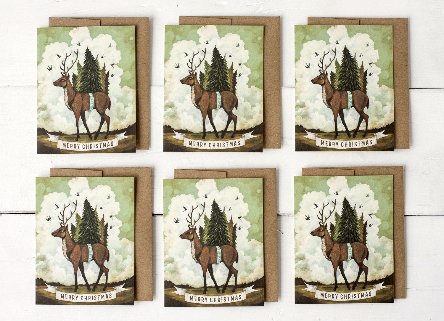 Christmas Elk Greeting Cards Boxed Set - Holiday Greeting Cards for Xmas, New Year, Winter - Perfect for Gifts, Parties, and Festive Celebrations
