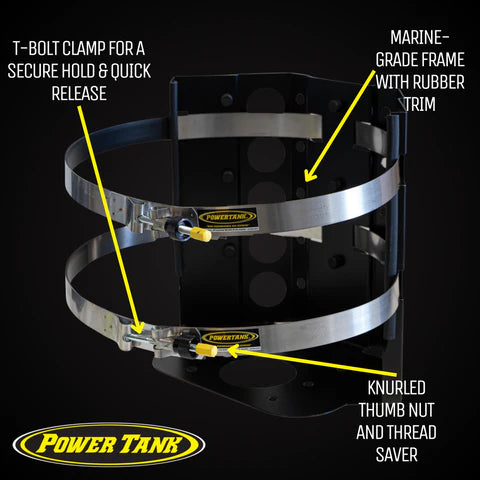 Wrangell Marine Bracket for 20LB Steel Propane Tanks - Heavy Duty Power Tank Holder for Boats, RVs & Outdoor Grilling - Secure Propane Cylinder Mount for Marine & Camping Use