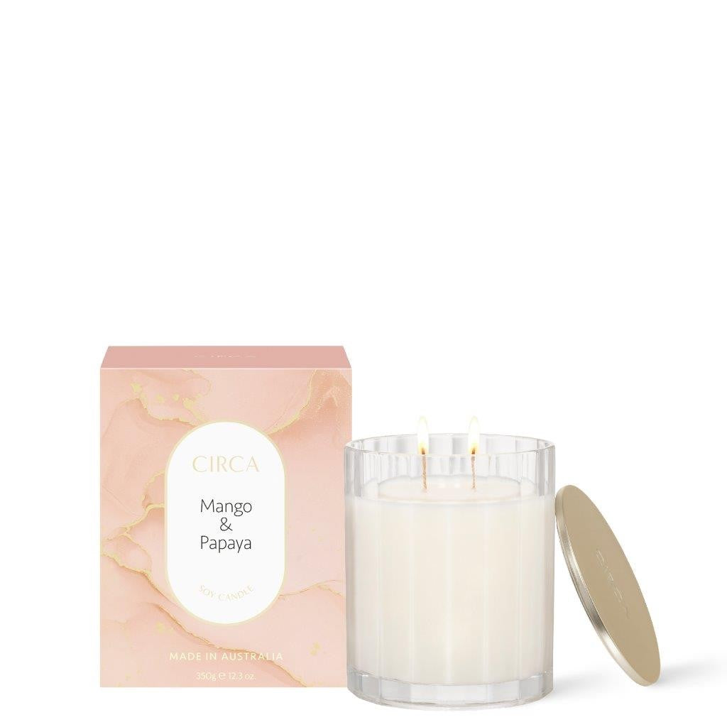 Circa Scented Soy Candle 60g - Mango & Papaya Fragrance, Natural Soy Wax Candle for Home, Office, Spa & Relaxation