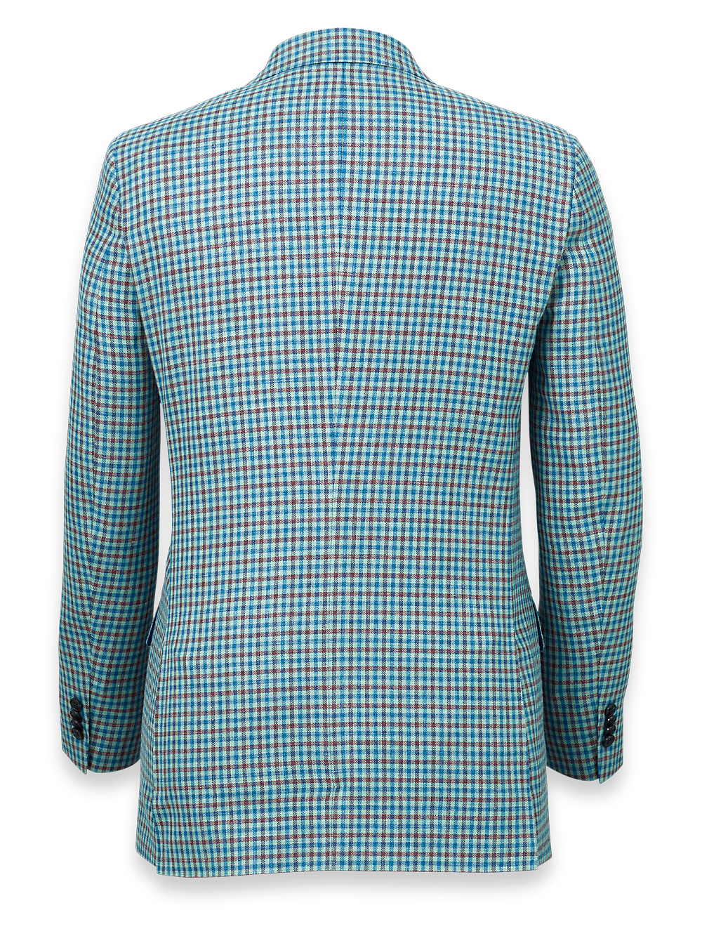 Premium Wool Blend Check Notch Lapel Sport Coat for Men - Blue & Burgundy Plaid Blazer | Business Casual, Office Wear & Wedding Attire
