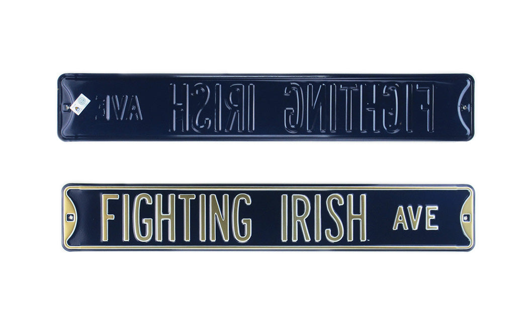 Official Notre Dame Fighting Irish NCAA Street Sign - 36x6 Inches, Navy Blue & Gold, Authentic Licensed Steel - Perfect for Game Room, Man Cave, or College Dorm Decor
