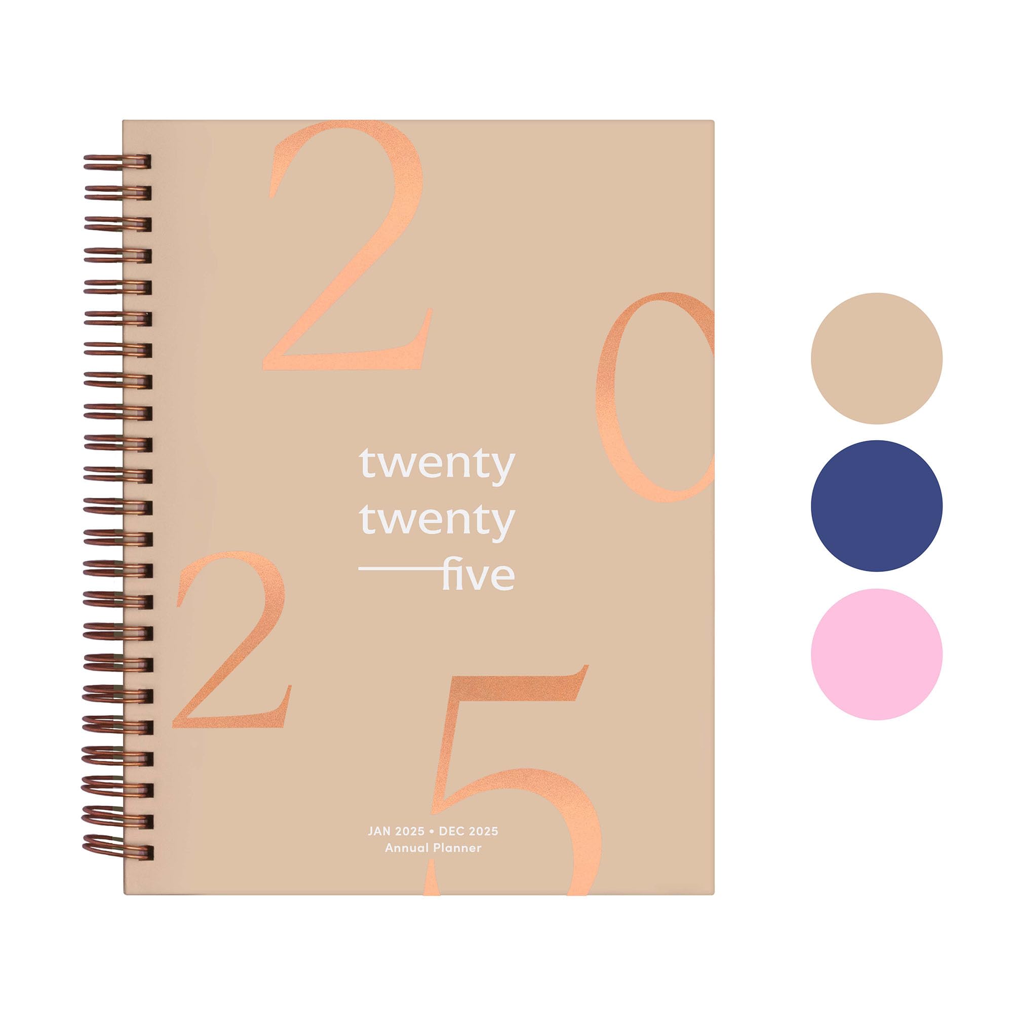 Rileys & Co 2025 Floating Weekly Planner - Jan-Dec 2025, 6x8 Inch Beige Flexible Cover Planner with Monthly & Weekly Layouts, Notes Pages & Twin-Wire Binding | Perfect for Work, School & Personal Organization
