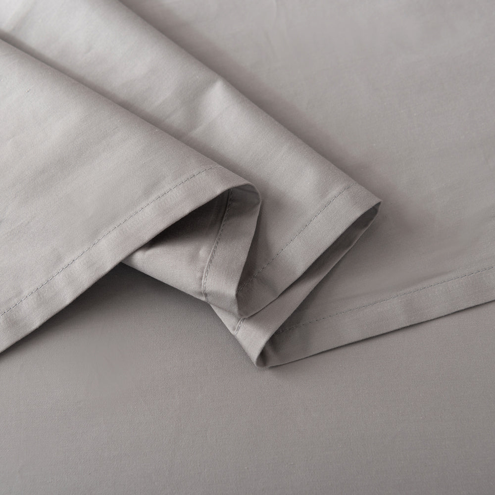 Premium 400 Thread Count Casey Cotton Sheet Set in Pewter - King Size (60cm) for Luxurious Bedroom Comfort