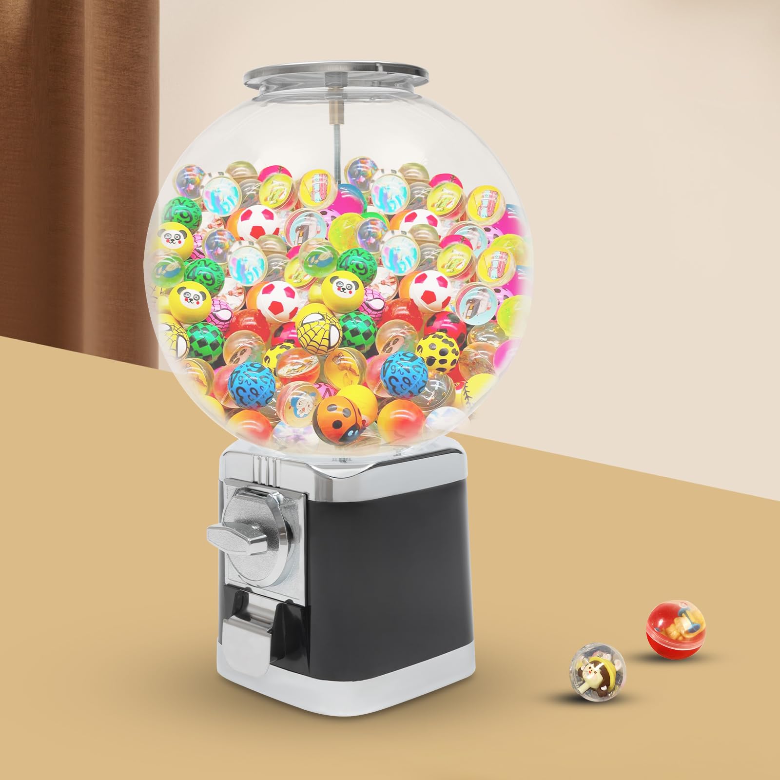 Big Bubble Gumball Vending Machine - 1.26in Classic Candy Dispenser with Key for Game Rooms, Retail Stores & Arcades - Fun Bubble Gum Capsule Toy Machine for Kids & Adults (Black) - Perfect for Birthday Parties, Carnival Prizes & Store Counter Displays