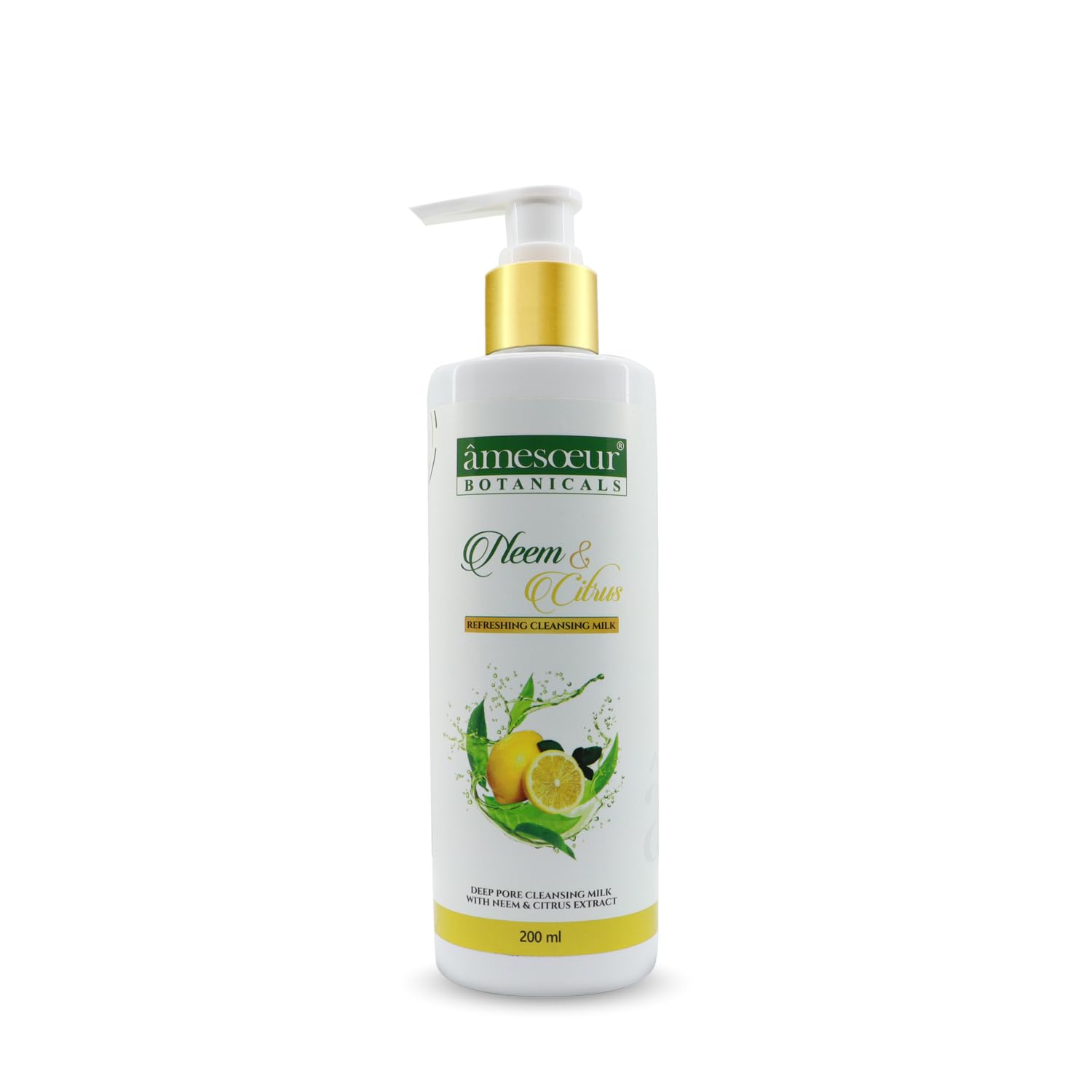 Amesoeur Neem & Citrus Cleansing Milk for Acne Prevention - 200ml Gentle Face Wash for All Skin Types | Daily Skincare, Morning & Night Routine, Sensitive Skin Care