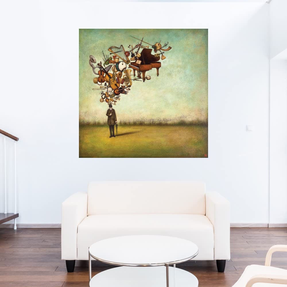Fine Art Canvas Wall Decor 'Thanks for The Melodies' by Artist Duy Huynh - 22x22 Inch Ready-to-Hang Painting for Living Room, Bedroom, Office & More - Perfect for Home Decor, Gifts & Music Lovers