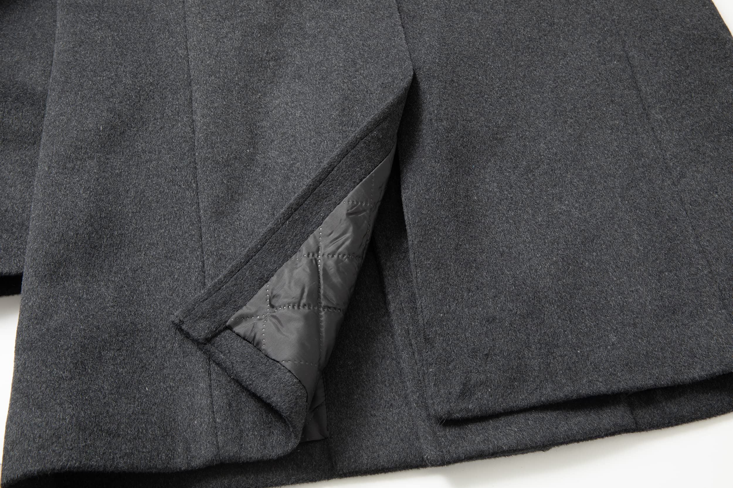 PRIJOUHE Men's Wool Blend Double Breasted Pea Coat Trench Coat - Business Casual Overcoat for Office, Winter & Formal Occasions