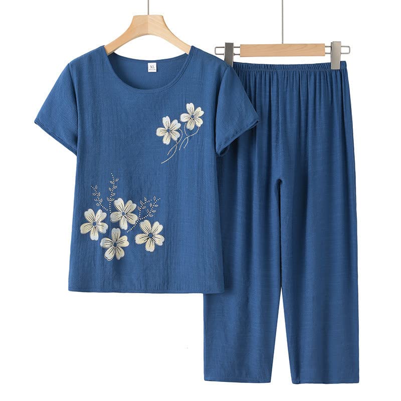 Women's 2-Piece Linen Lounge Set - Oversized Cotton Pants & Top Comfy Travel Outfit | Breathable Wide Leg Pajama Set for Home, Vacation & Yoga | Casual Summer Matching Outfits for Women