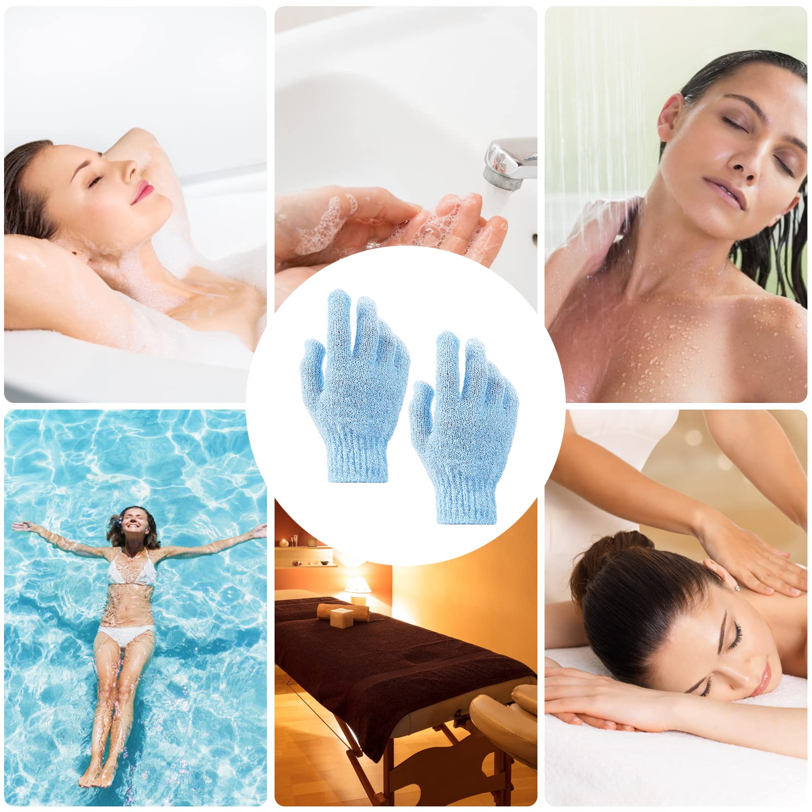 Sibba 1 Pair Exfoliating Bath Gloves - Natural Loofah & Microfiber Shower Gloves for Body & Face, Dead Skin Remover, Double-Sided Wash Mitts for Adults & Kids - Perfect for Spa Day & Sensitive Skin Care
