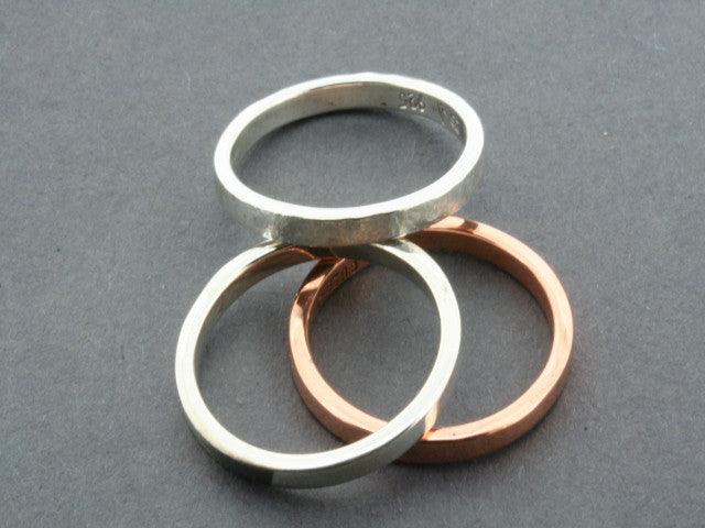 Polished Copper & Sterling Silver Stackable Rings for Women - Elegant Layered Jewelry for Everyday Wear & Special Occasions