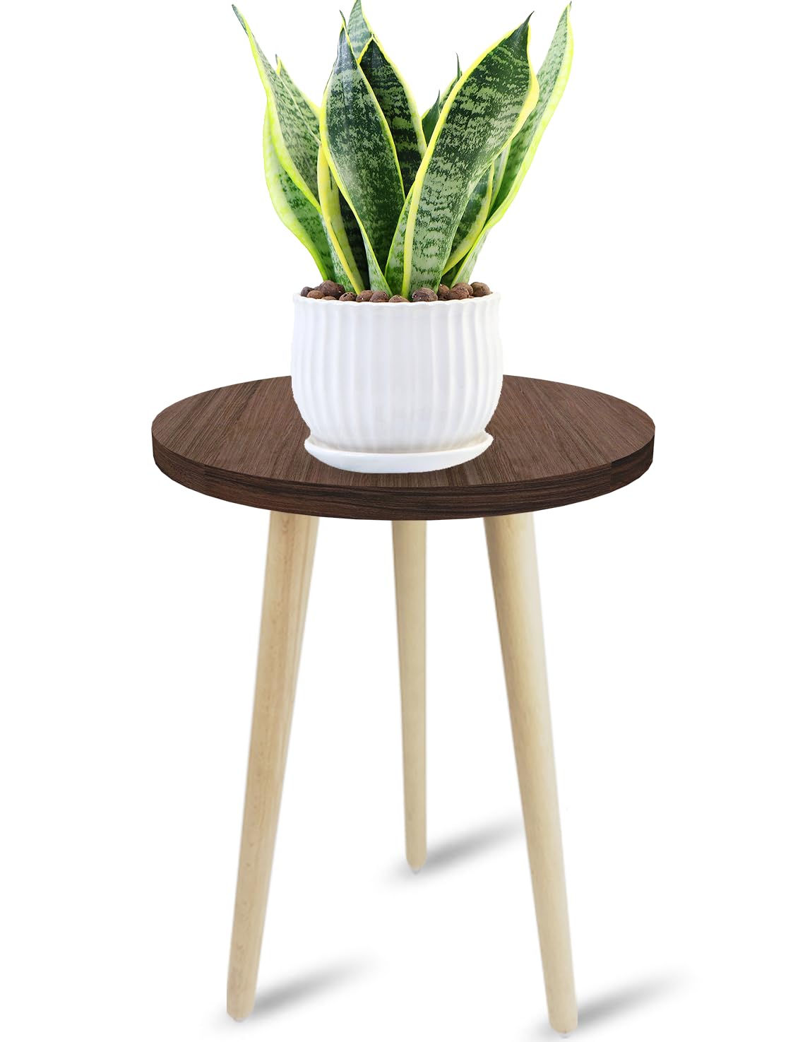 18IN Tall Wooden Plant Stand Holder for Indoor Plants - Mid Century Modern Small Round Side Table for Living Room, Bedroom & Office Corner - Perfect for Potted Flowers, Succulents & Home Decor