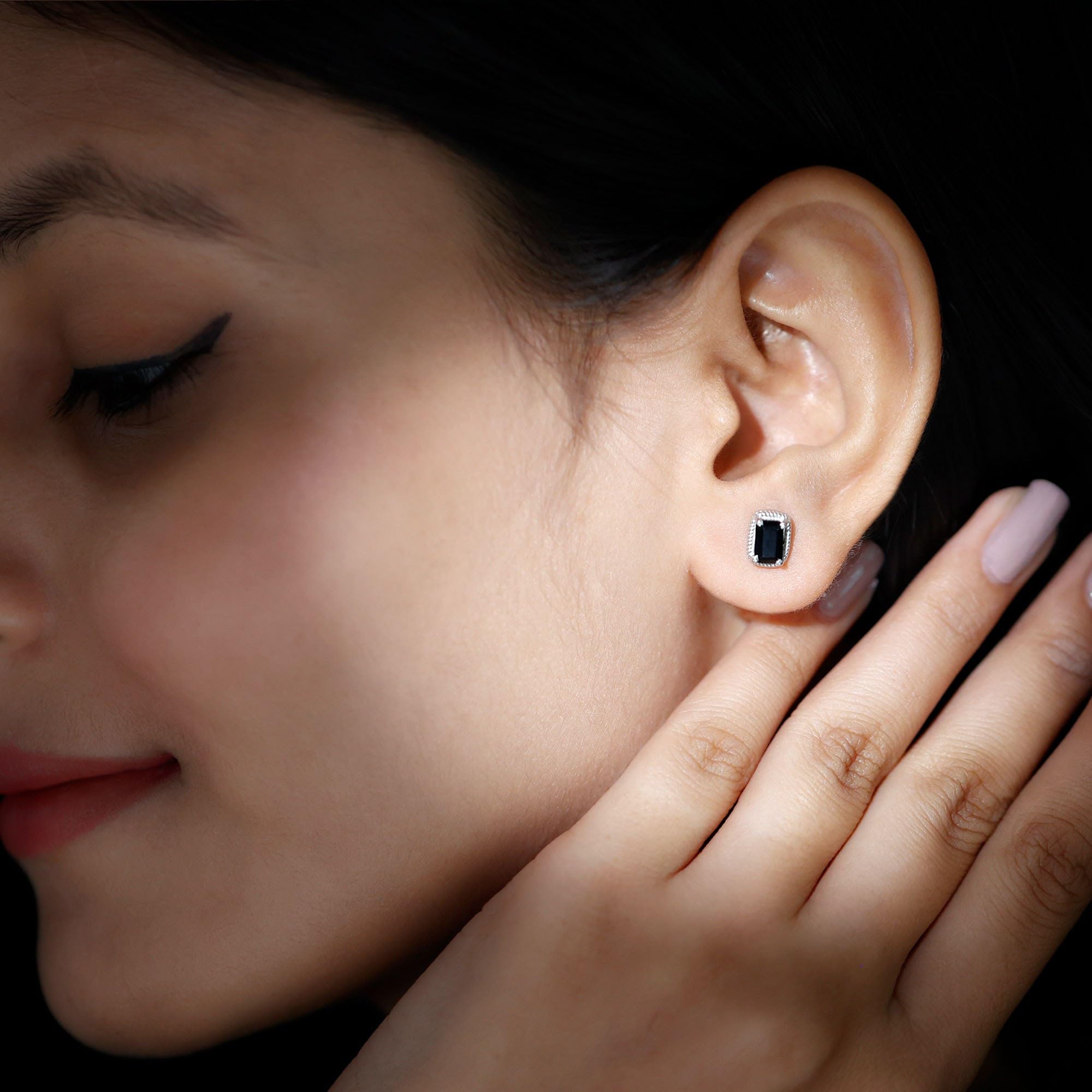 Black Onyx Solitaire Stud Earrings for Women - December Birthstone Jewelry, Elegant Birthday Gift for Her - Perfect for Parties, Weddings & Everyday Wear