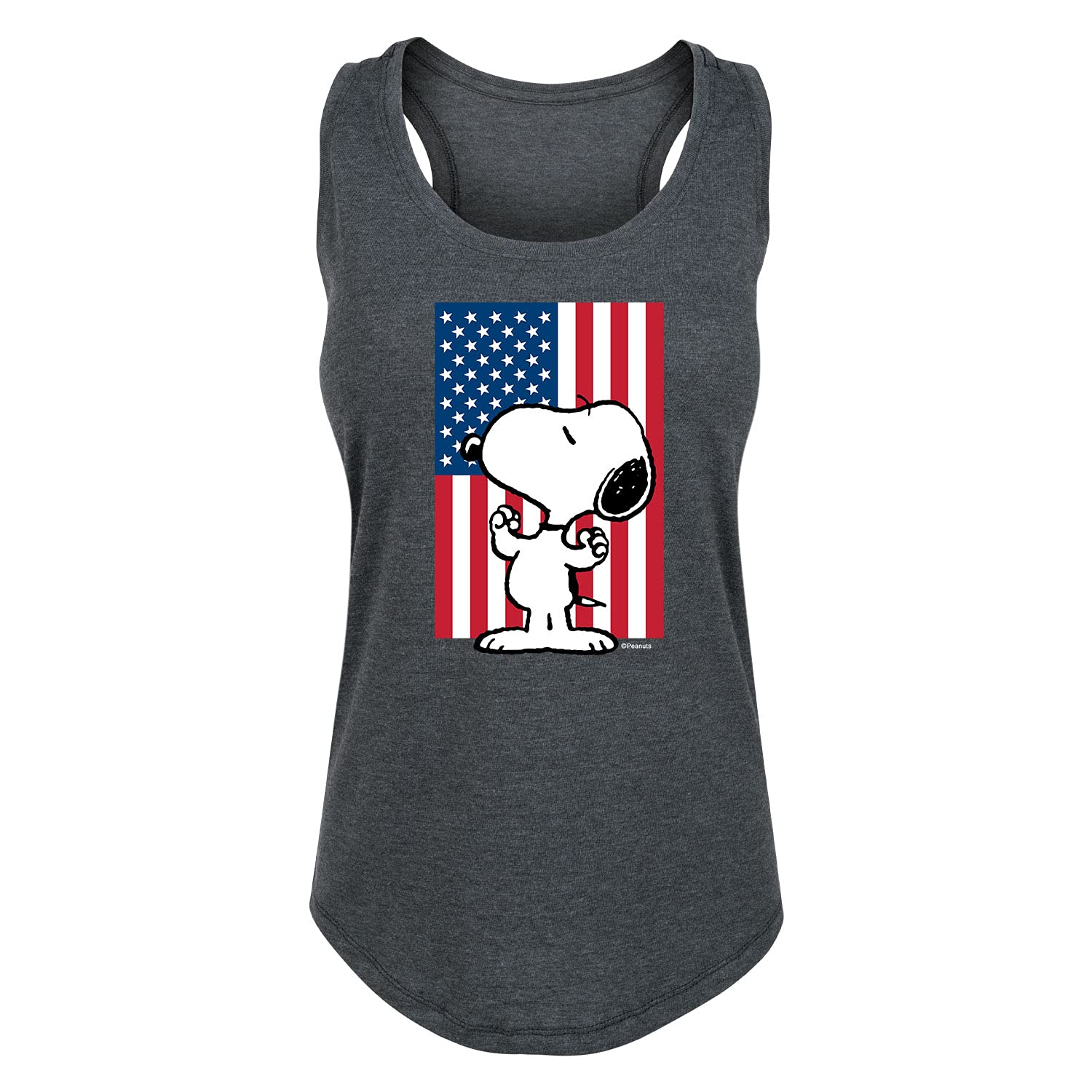HYBRID APPAREL Women's Peanuts Olympic Snoopy USA Flag Racerback Tank Top - Large Size - Casual Summer Wear, Sports & Patriotic Events