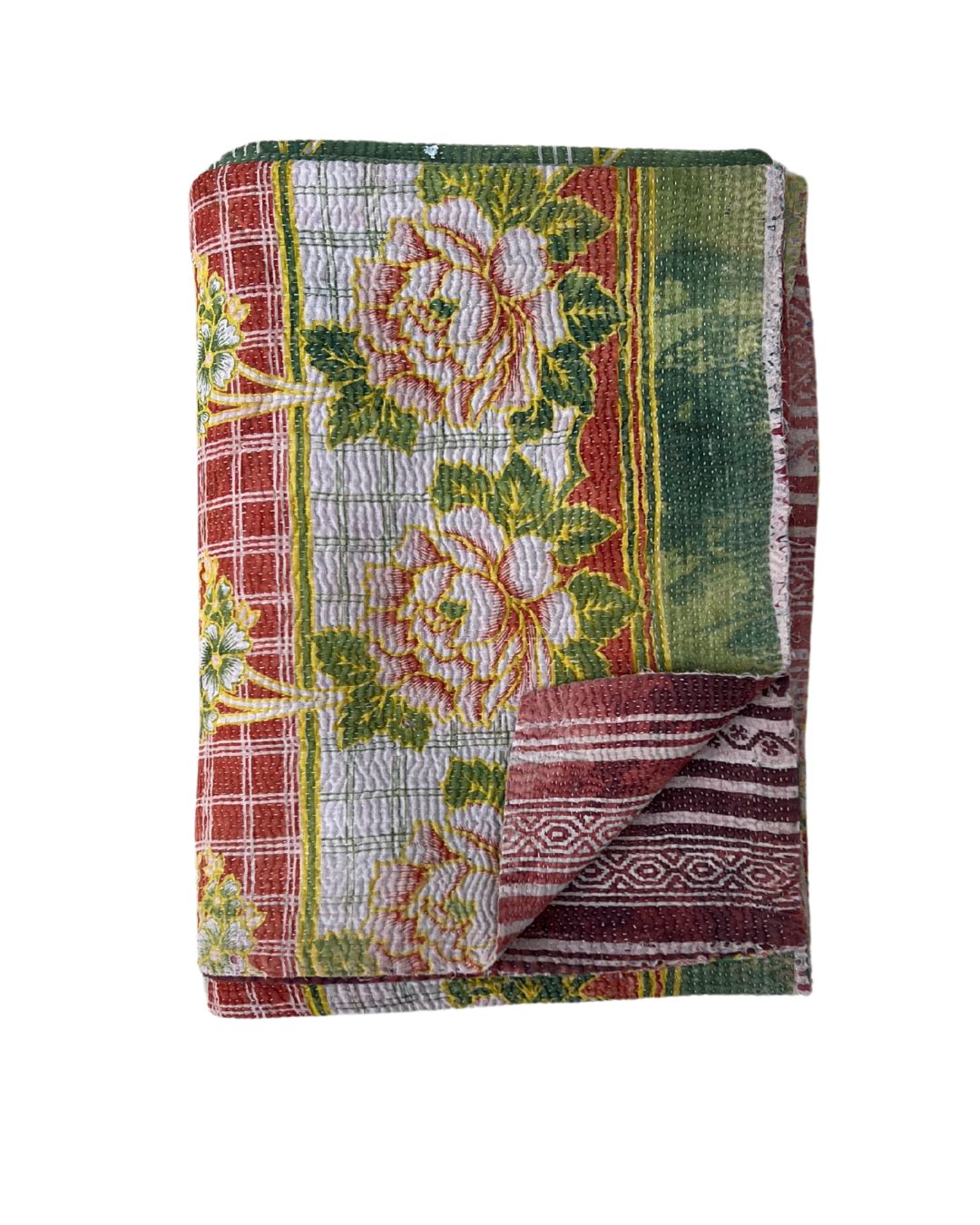 Lightweight Kantha Quilt No. 776 - Handmade Cotton Throw Blanket for Bed, Sofa & Travel - Boho Chic Home Decor & Cozy Gift Idea