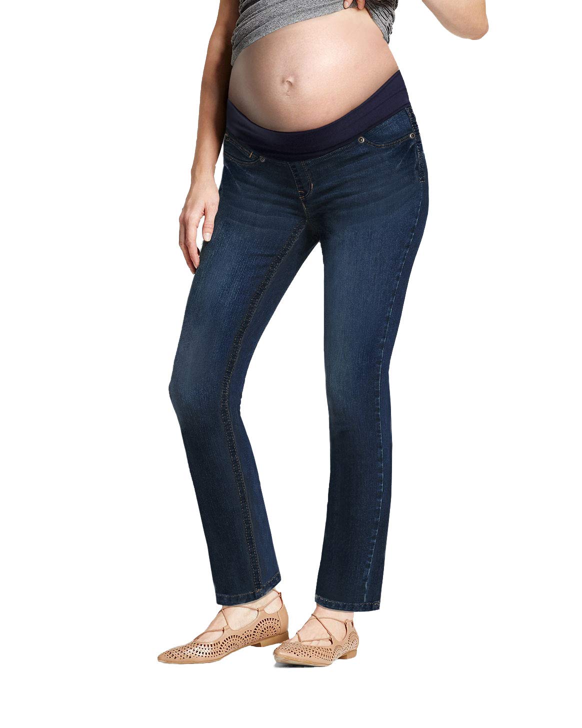 Hybrid & Company Super Comfy Stretch Women's Maternity Bootcut Jeans with Real Pockets - Perfect for Pregnancy Comfort & Everyday Wear