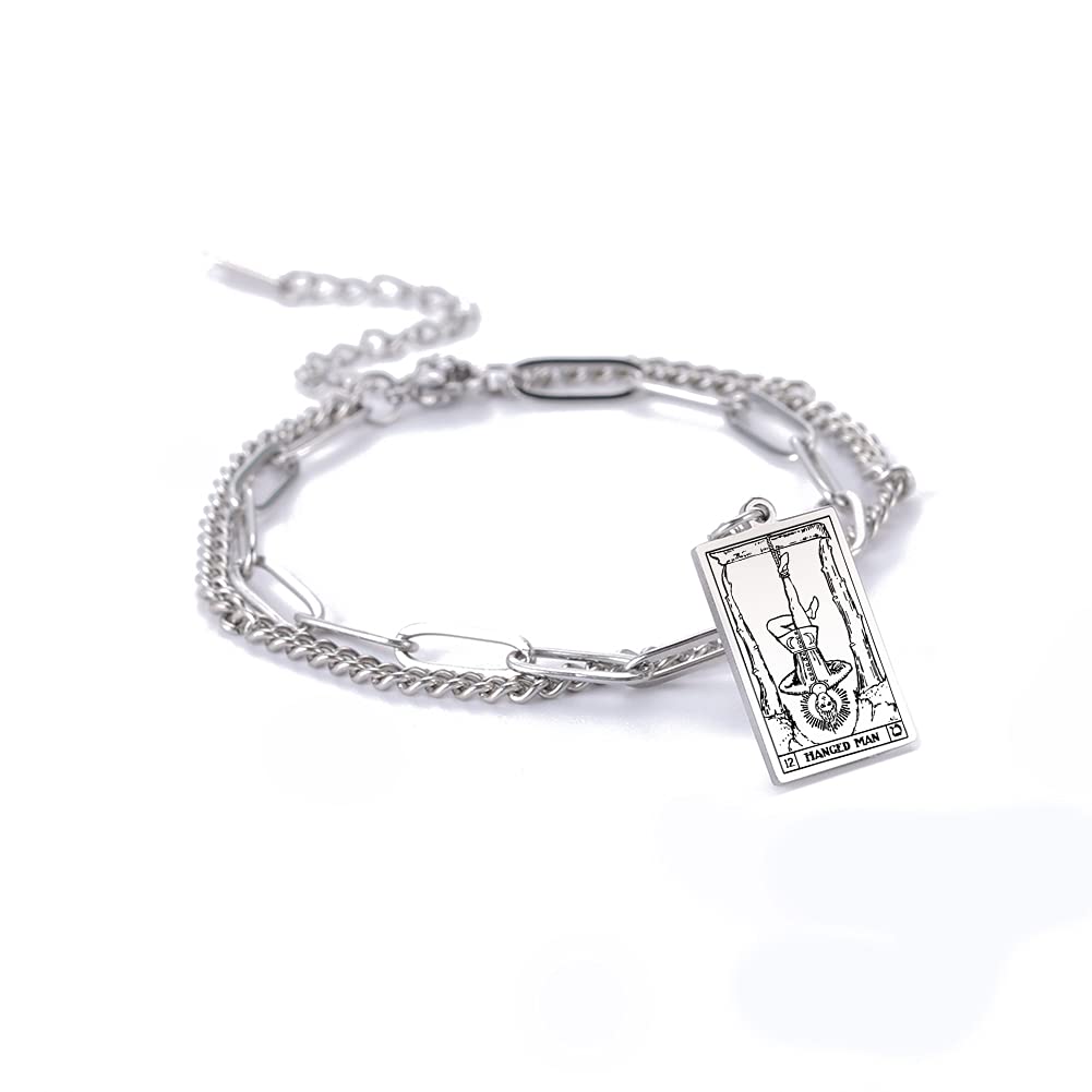 Vintage Tarot Cards Pendant Bracelet for Women - Double Layer Stainless Steel Bangle with Good Luck Charm, Boho Jewelry Gift for Her | Perfect for Meditation, Spiritual Healing & Fashion Accessories