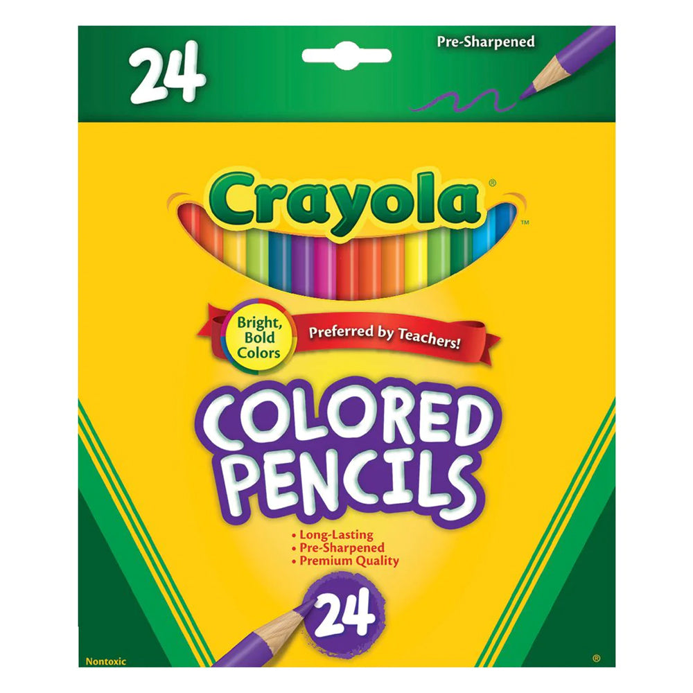 24-Piece Crayola Colored Pencils Set for Kids - Non-Toxic Art Supplies for Children Ages 6+ - Perfect for School Projects, Coloring Books & DIY Crafts