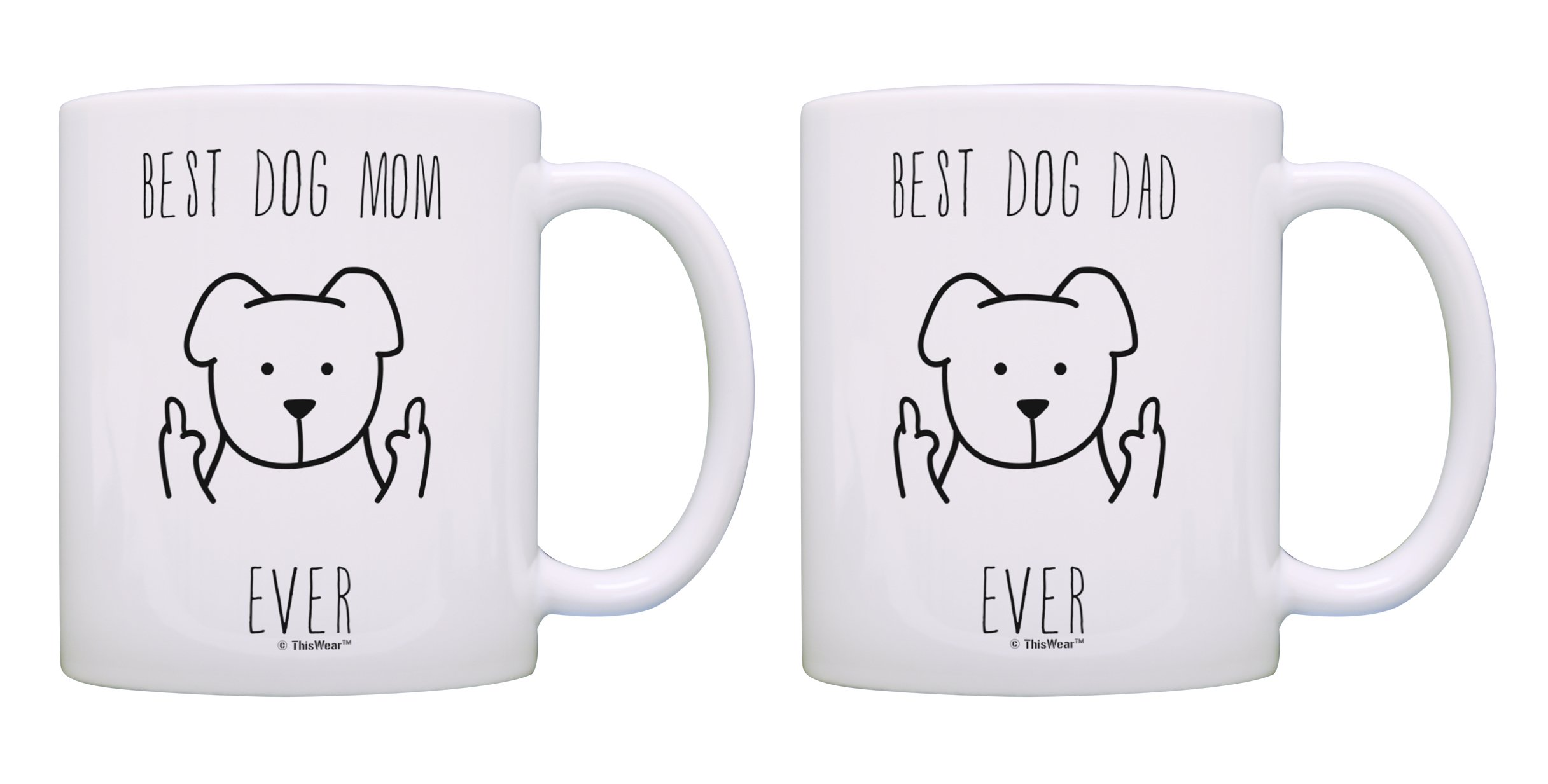 Best Dog Mom & Dad Ever - 2 Pack Coffee Mugs for Dog Owners - Perfect for Tea & Coffee Lovers - Great Gift for Pet Parents - Ideal for Home, Office or Dog Themed Parties