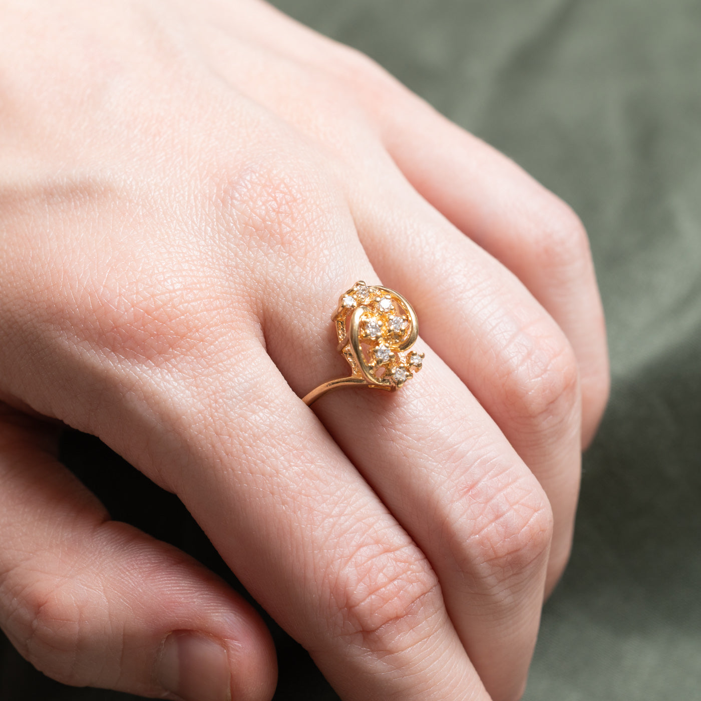 0.17ctw Diamond Waterfall Abstract Ring - Size 8.25 | Elegant Dainty Jewelry for Women | Perfect for Weddings, Anniversaries & Special Occasions