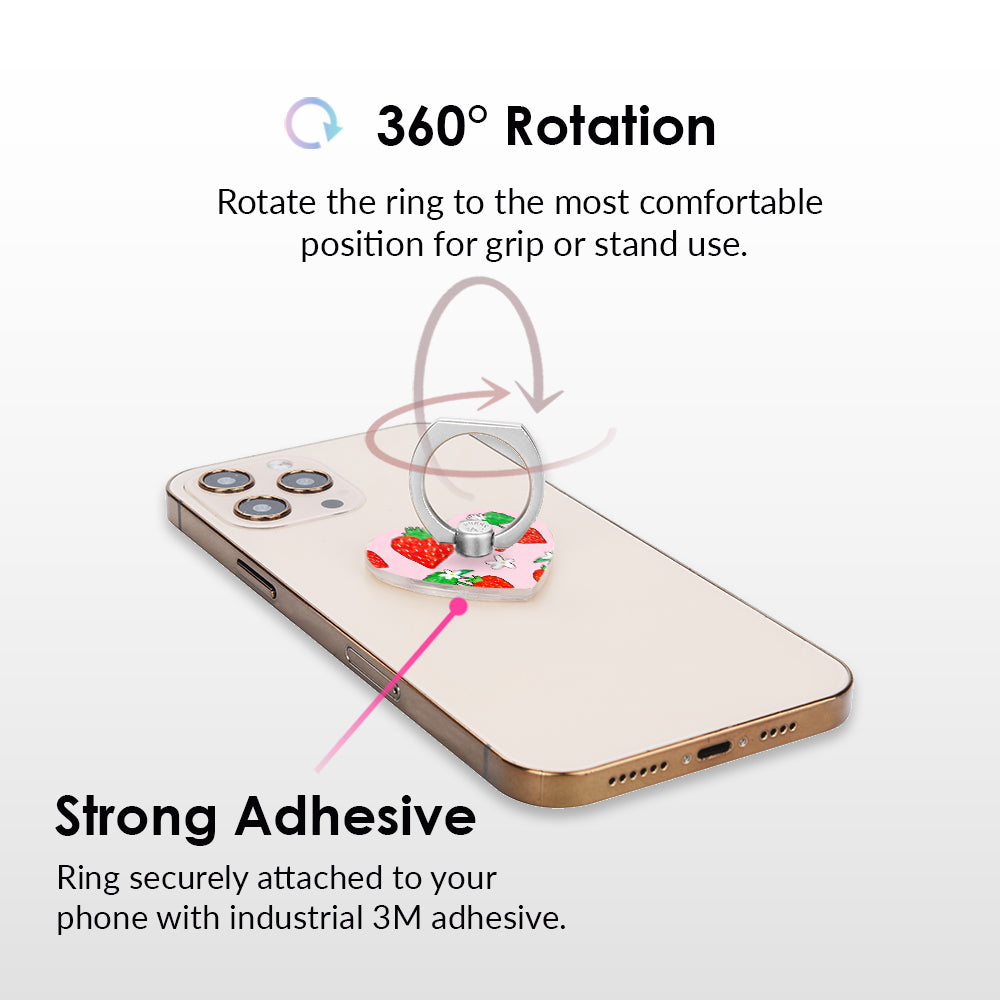 Strawberry Sweethearts Phone Ring Holder - Cute Grip Stand for iPhone & Samsung - Perfect for Selfies, Videos, and Hands-Free Use