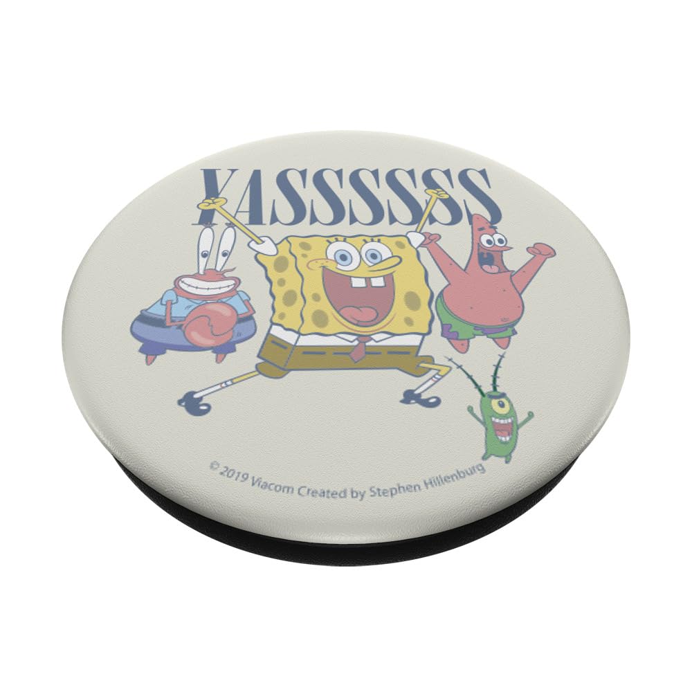 SpongeBob SquarePants Yassss Group Shot PopSocket - Standard PopGrip Phone Grip & Stand for iPhone, Samsung, Smartphones - Perfect for Selfies, Gaming, and Daily Use