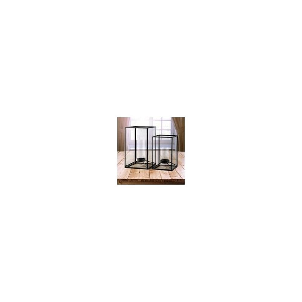 Bowery Hill Modern 2-Piece Metal & Glass Lantern Candle Holder Set - Elegant Home Decor for Dining Table, Fireplace Mantel, and Outdoor Patio Lighting