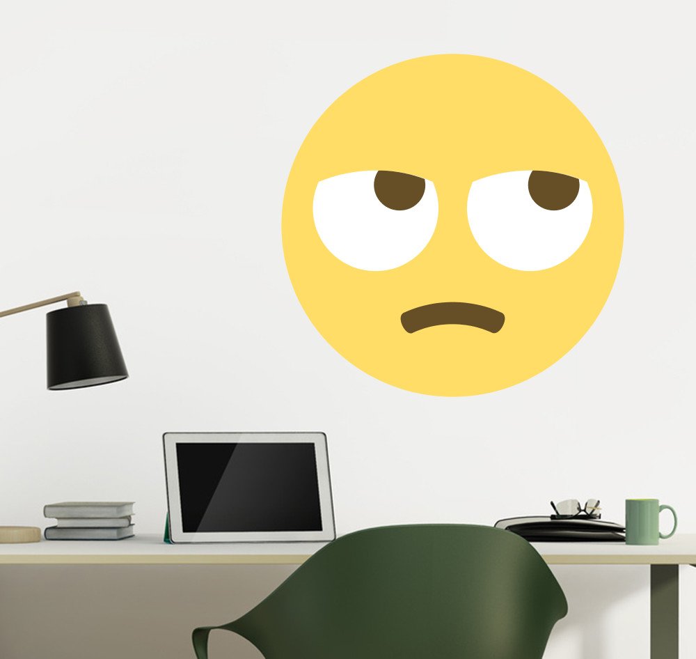 Emoji One Peel & Stick Wall Decal - Face with Rolling Eyes (24x24 Inch) - Fun Room Decor for Kids Bedroom, Teen Dorm, Office & Home