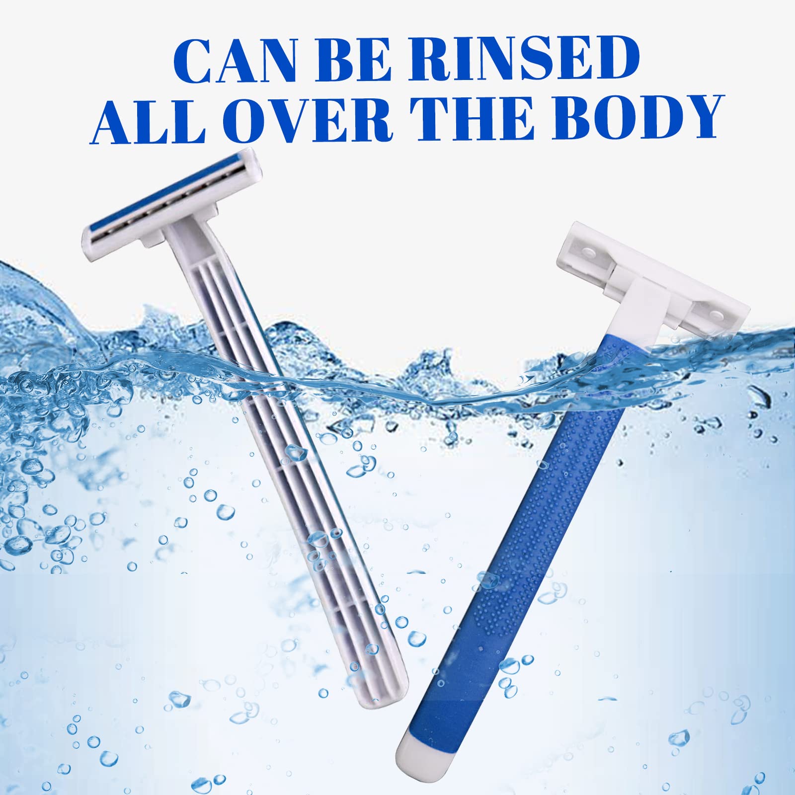100 Pack Kheoxusa Disposable Razors for Women & Men - Bulk Individually Wrapped Multipurpose Shaving Razors (White & Blue) - Perfect for Travel, Gym, Home & Salon Use