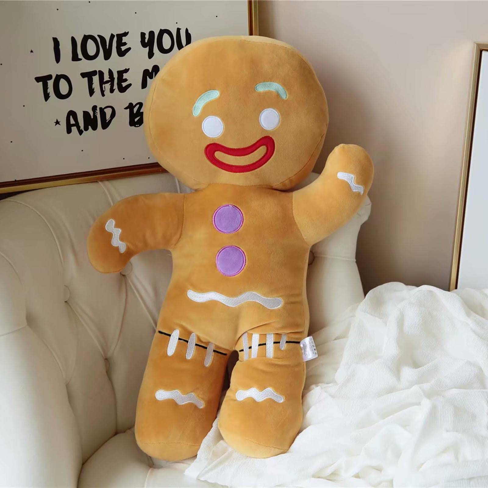 Voiakiu Christmas Gingerbread Man Plush Toy - Soft Stuffed Doll for Holiday Decorations, Festive Home Decor & Cozy Gift Idea | Perfect for Tree Ornaments, Stocking Stuffers & Seasonal Celebrations