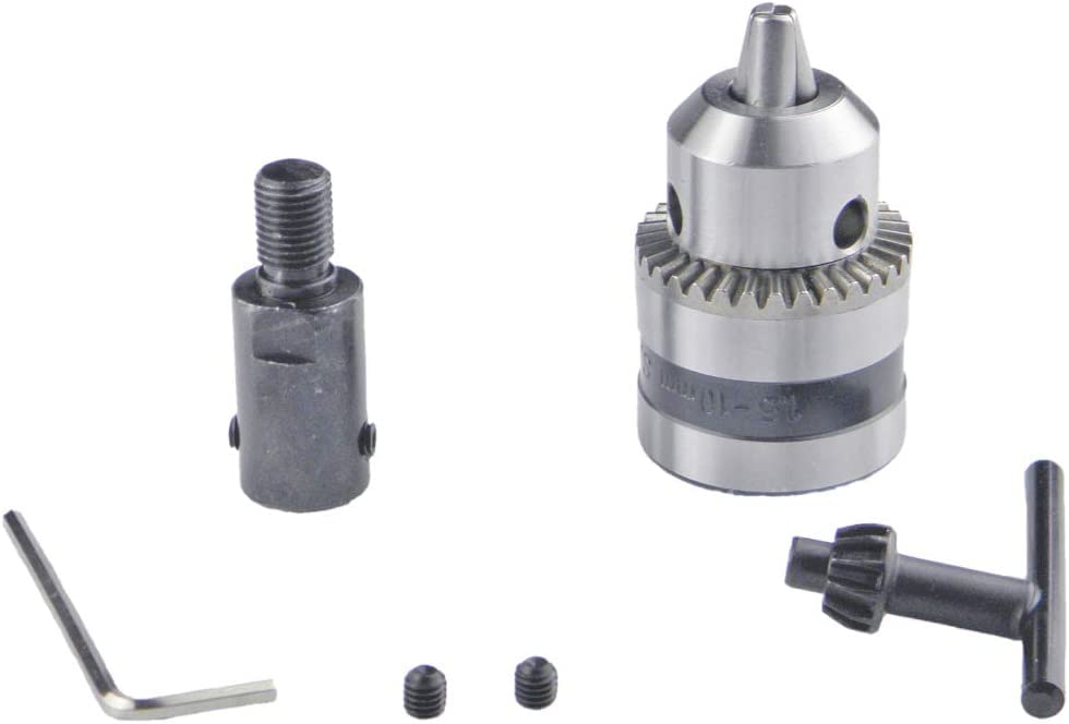 CHANCS 3/8-24UNF Self-Locking Drill Chuck with 1.5-10MM Capacity | 14MM Bore Fine Thread Adapter for Handheld & Electric Drills | Perfect for DIY Projects, Woodworking & Metalworking