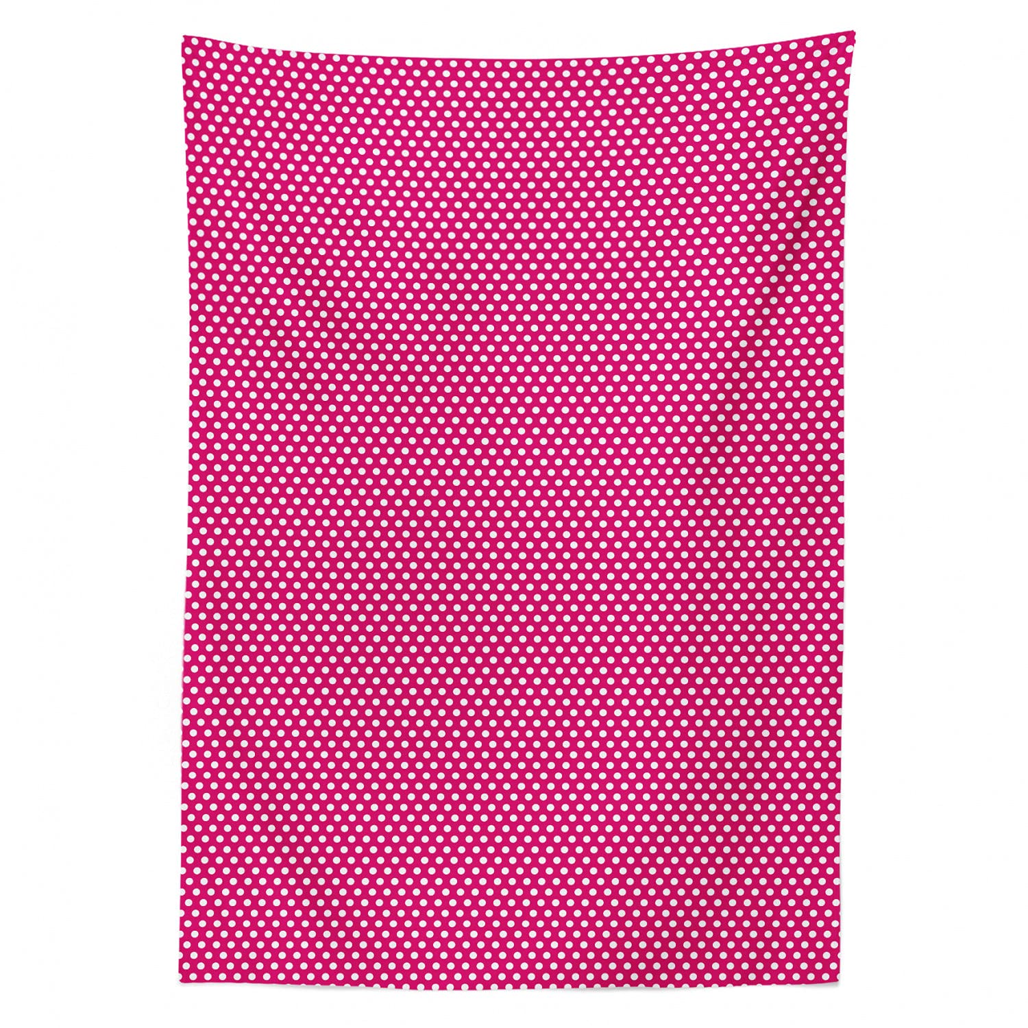 Ambesonne Pink Polka Dots Tablecloth - Modern Minimalist White Dots Design Satin Rectangle Table Cover 52