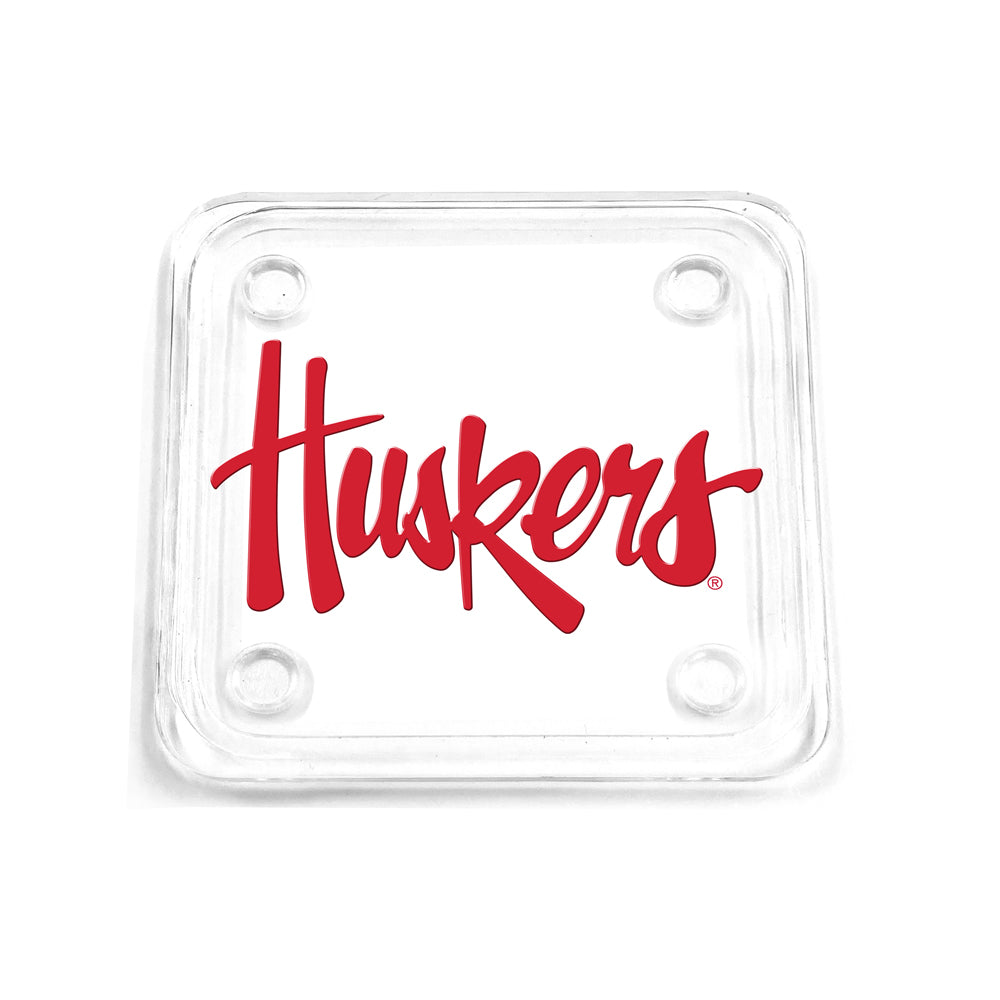 Nebraska Huskers Acrylic Coasters Set of 4 - Durable Drink Coasters for Game Day, Home Bar & Office Decor - NCAA Team Spirit Accessories
