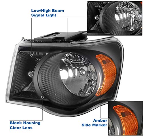 2007-2009 Chrysler Aspen Replacement Headlights - Black Housing with 6.25