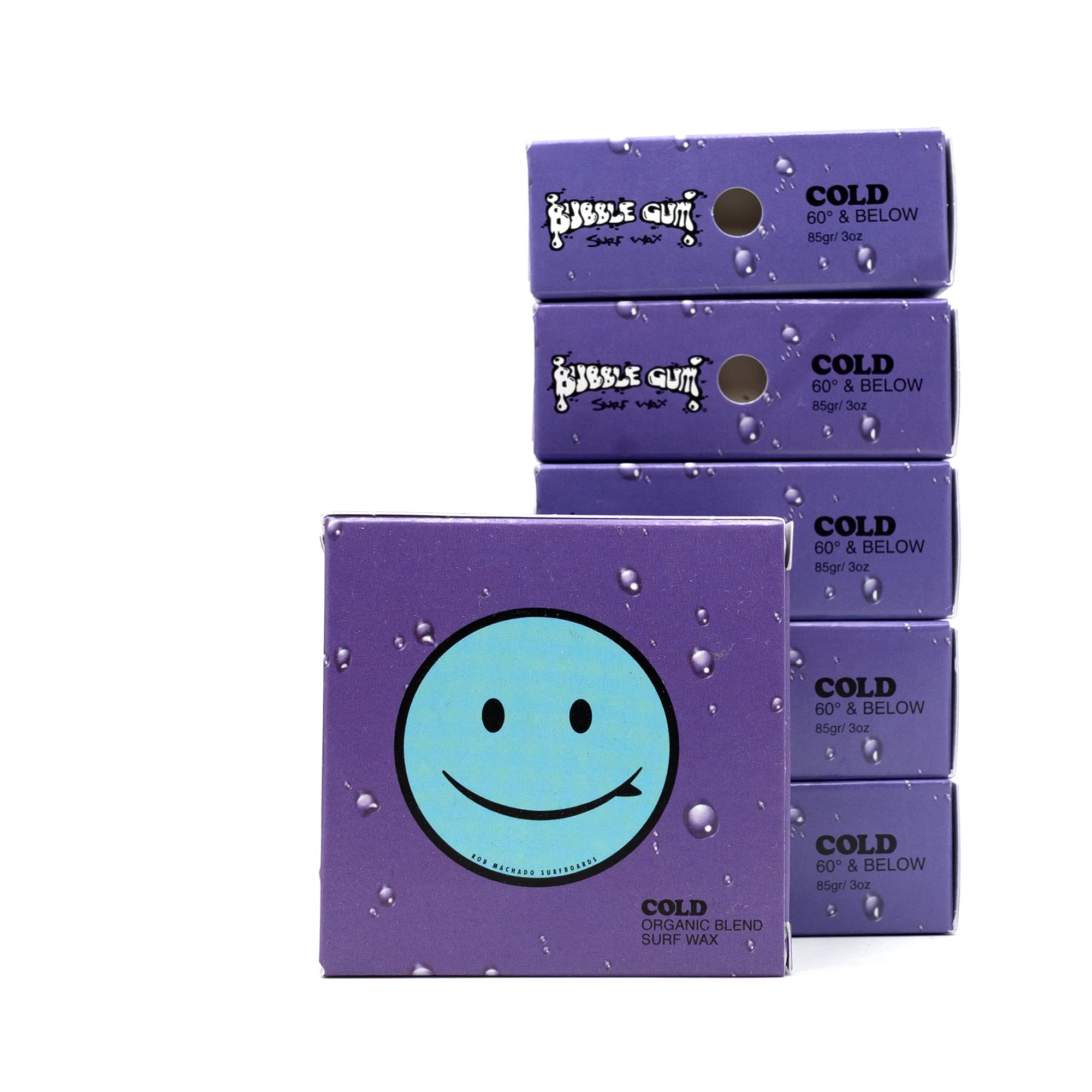 Organic Rob Machado Formula Cold Water Surf Wax - 6 Pack Bubble Gum Scent for Enhanced Grip & Performance | Perfect for Surfing, Skateboarding & Snowboarding