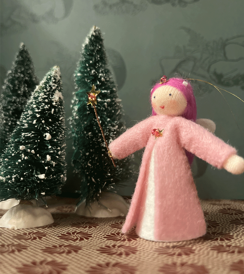 2023 White & Pink Wishing Fairy Doll - Handmade Waldorf Felt Fairy Toy for Kids | Perfect for Imaginative Play, Waldorf Education & Nursery Decor