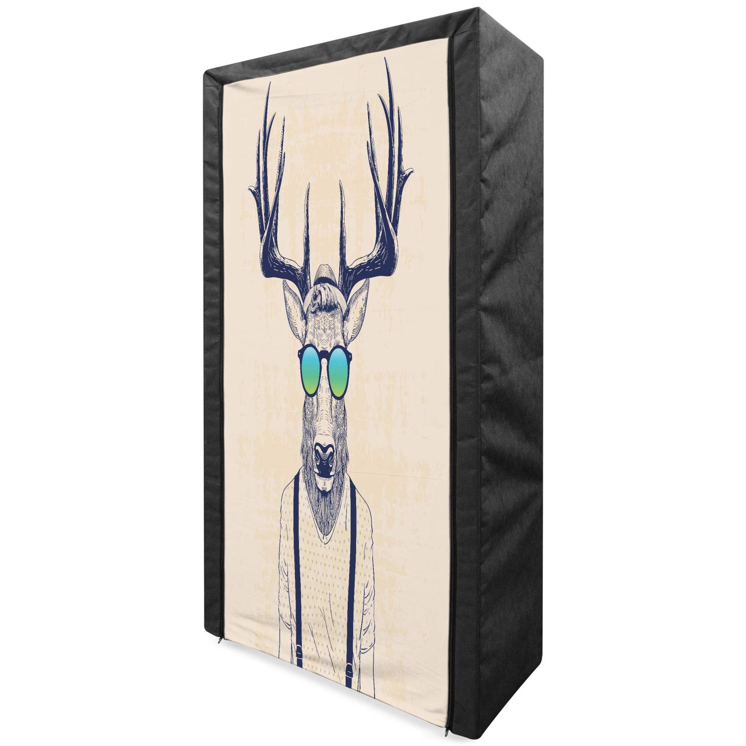 Ambesonne Portable Fabric Wardrobe with Antler Design - 33.4