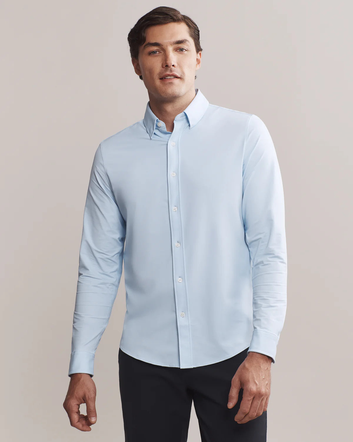 Rhone Men's Commuter Classic Fit Sport Shirt - Moisture Wicking, Breathable Business Casual Shirt for Work & Travel | Business Blue