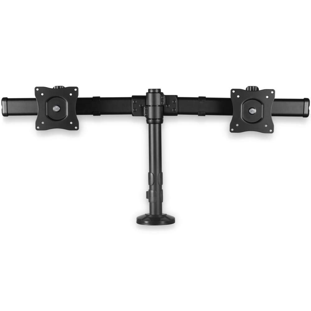 StarTech.com Dual Monitor Mount Stand for 13'' to 27'' Screens - Adjustable VESA Desk Mount with Clamp & Grommet Hole Installation - Ergonomic Dual Monitor Arm for Home Office & Gaming Setup (Black, ARMBARDUOG) - Perfect for Workspace Organization & Multi-Tasking