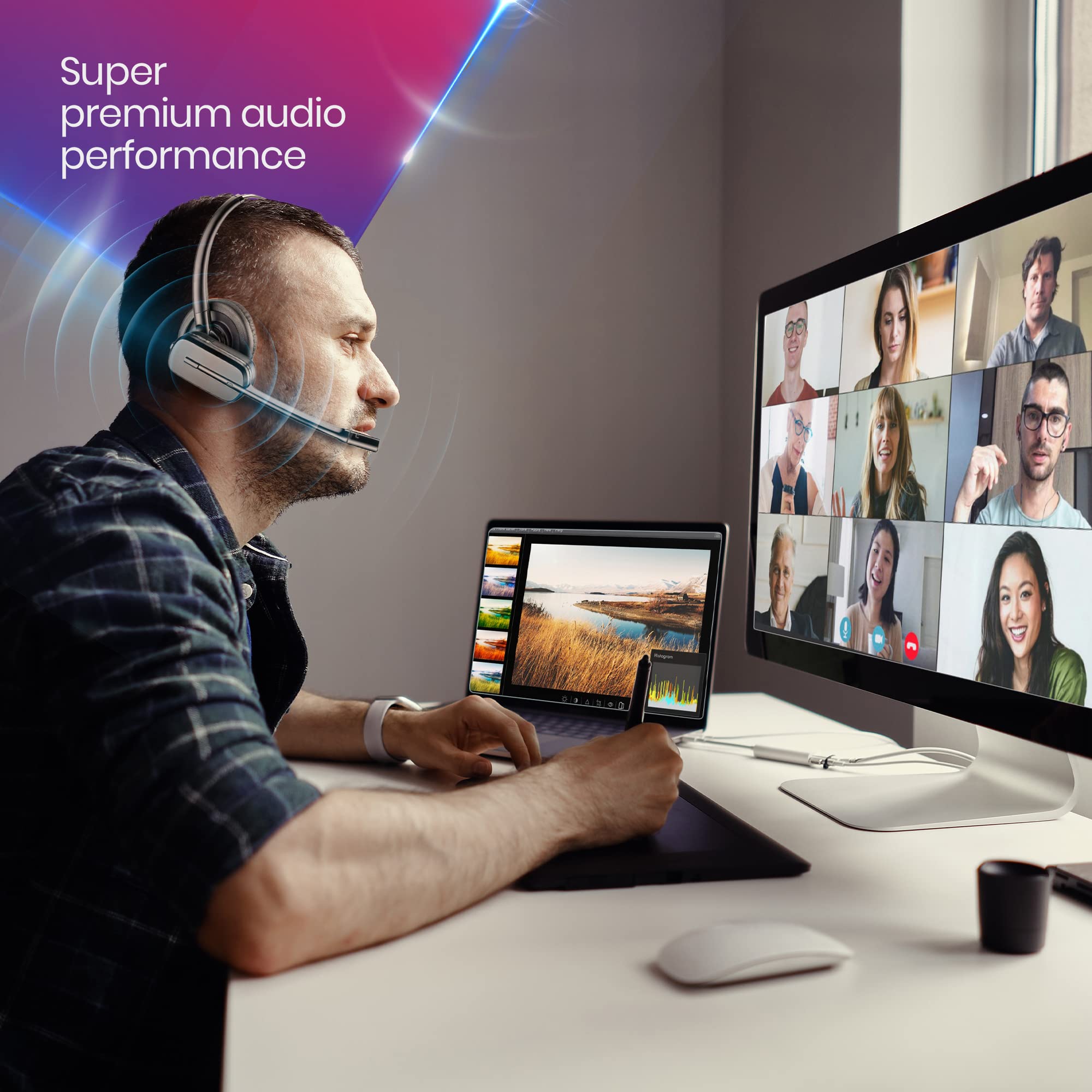 Plantronics CS540 Wireless Headset with Charging Stand - Noise-Canceling On-Ear Headband Headset for Avaya Desk Phones (2420, 4610, 4620, 5420 & More) | Perfect for Office, Call Center & Remote Work