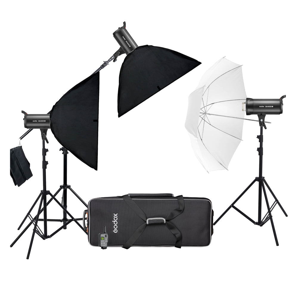 Professional SK400IIV 3-Head Photo Studio Flash Lighting Kit - Perfect for Portrait, Product & Fashion Photography