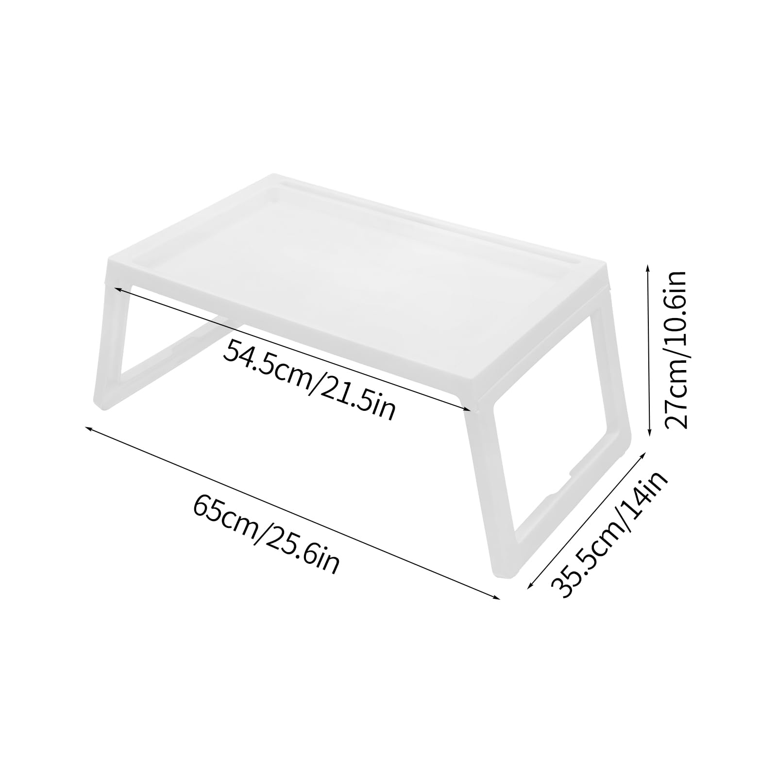 **Foldable Bed Tray Table with Adjustable Legs - Set of 8 Portable TV Trays for Eating, Working & Studying - 25.6 x 14 Inch Lightweight Plastic Lap Desk - Perfect for Kids, Adults in Bedroom, Living Room, Sofa & Office (White, 8-Pack)**    *(Ideal for breakfast in bed, remote work, laptop use, snacks, crafts, and study sessions!)*