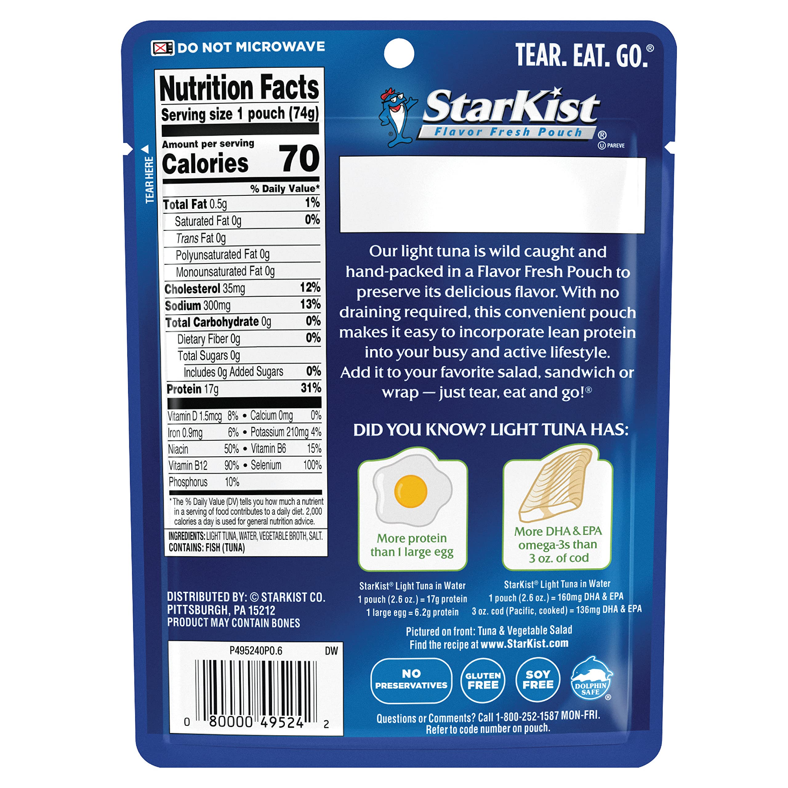StarKist Chunk Light Tuna in Water, 2.6 Oz (Pack of 12) - Healthy Protein Source for Salads, Sandwiches & Quick Meals | Shelf-Stable Pantry Essential