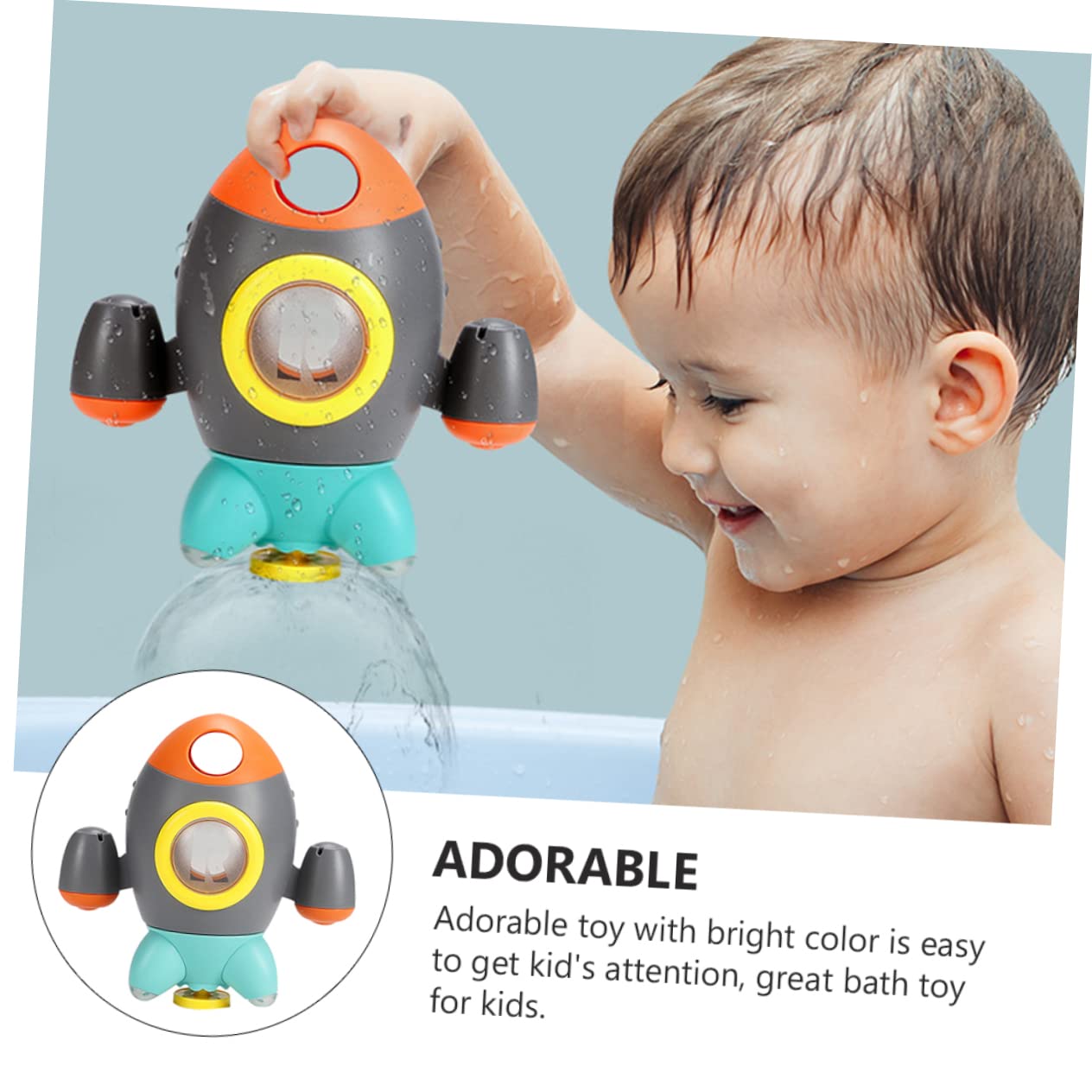 UPKOCH 3 Pack Rocket Fountain Bath Toys for Toddlers - Water Shooting Shower & Beach Play Set, ABS Plastic Grey - Fun Outdoor Pool & Bathtime Sensory Play for Kids